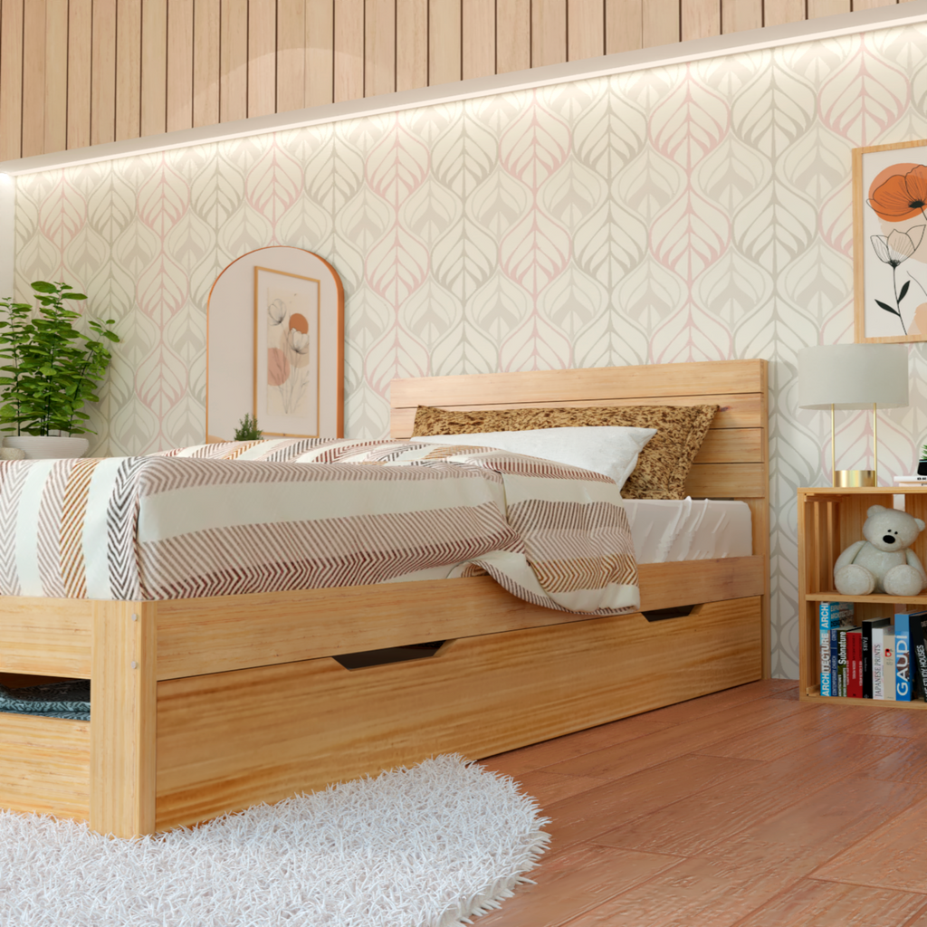 Cama Individual Copete alto un Cajon